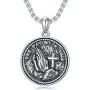 925 Sterling Silver Praying Hands Necklace