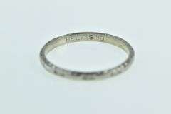 18K White Gold 1940's 1.9mm Blossom Pattern Wedding Band Ring