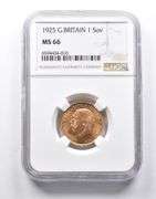 MS66 1925 Great Britain 1 Sovereign Gold Coin NGC