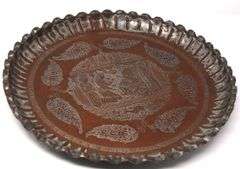 Collectable round copper handmade tray