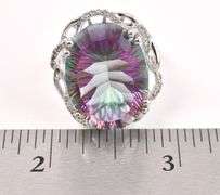 Brilliant 18.58CTS Mystic Quartz & 0.28CTW White Topaz Ring in Sterling Silver