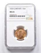 MS65 1925 Great Britain 1 Sovereign Gold Coin NGC