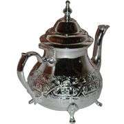 Authentic Fez Handmade Moroccan Silver Tea Pot