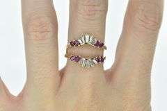 14K Yellow Gold Marquise Ruby Diamond Wrap Wedding Band Ring