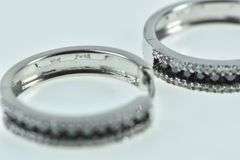 10K White Gold Black & White Diamond Classic Hoop Earrings