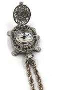 Vintage 925 sterling silver Turtle watch on Italian Rope chain necklace