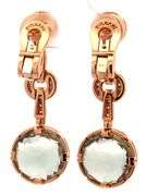 Bvlgari Parentesi Diamond Green Quartz and Amethyst Cocktail Earrings in 18K W/Box