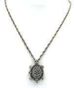 Vintage 925 sterling silver Turtle watch on Italian Rope chain necklace