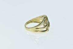 14K Yellow Gold Wavy Diamond Layered Statement Band Ring