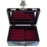 Red Butterflies & Blossoms Mother of Pearl Jewelry Box