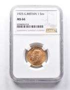MS66 1925 Great Britain 1 Sovereign Gold Coin NGC