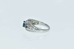 14K White Gold Oval Natural Sapphire Diamond Bypass Ring