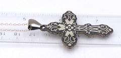 Vintage 925 sterling silver Mexico cross pendant on chain necklace