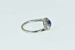 14K White Gold 1960's Syn. Sapphire Diamond Accent Ring