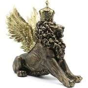 Majestic Golden Lion Angel Sculpture