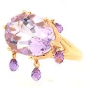 14kt Yellow gold Amethyst ring with charms