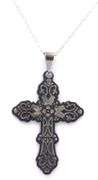Vintage 925 sterling silver Mexico cross pendant on chain necklace