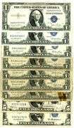 9 Assorted US Silver Certificates: 1934-1953