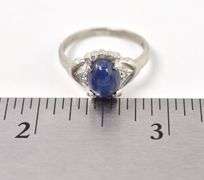 Dazzling 10K White Gold Star Sapphire and Diamond Ring