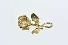 14K Yellow Gold Diamond Cut Rose Flower 3D Romantic Charm/Pendant