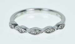 10K White Gold Scalloped Diamond Classic Wedding Band Ring