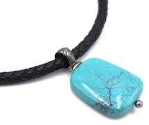 925 sterling silver turquoise pendant with black leather cord