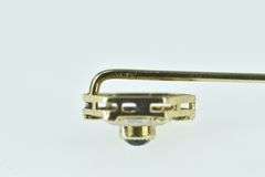 14K Yellow Gold Art Deco Syn. Aquamarine Vintage Ornate Stick Pin