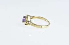14K Yellow Gold Oval Amethyst Diamond Accent Filigree Ring