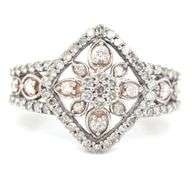 10kt White gold Rose and white gold diamond cluster ring