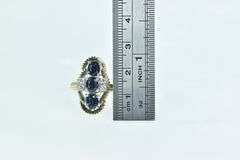 14K Yellow Gold 2.20 Ctw Oval Sapphire Diamond Statement Ring