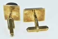 9K Yellow Gold 1960's Tiger's Eye Vintage Curved Men's Cuff Links