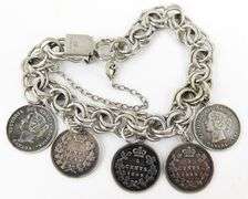 Antique Sterling English Love Tokens Charm Bracelet
