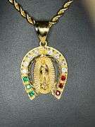 Amazing Virgin Guadelupe Mother Mary Fine Detailed 14 Kt Gold Plated Pendant