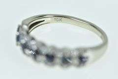 10K White Gold Princess Sapphire Diamond Wedding Band Ring