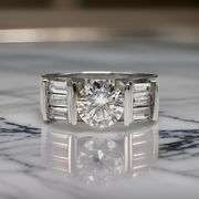 Mens Sparkling 2.5 Ct VVs1 White Fire Moisanite Ring