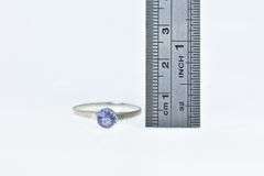 14K White Gold Tanzanite Vine Engraved Ornate Engagement Ring