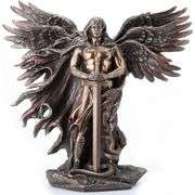 Six-Winged Guardian Angel Statue with Sword and Serpent