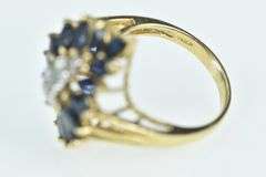 14K Yellow Gold Marquise Sapphire Diamond Freeform Cluster Ring