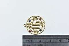 14K Yellow Gold Floral 16 Sweet Sixteen Ruby Sapphire Charm/Pendant