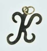 14K Yellow Gold K Cursive Letter Initial Monogram Name Charm/Pendant
