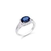 14KT White Gold 2.05ct Blue Sapphire and Diamond Ring