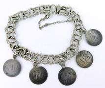 Antique Sterling English Love Tokens Charm Bracelet