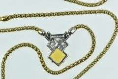 18K Yellow Gold Princess Citrine Diamond Popcorn Designer Necklace