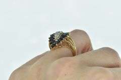 14K Yellow Gold Marquise Sapphire Diamond Freeform Cluster Ring