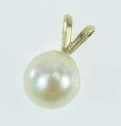 14K Yellow Gold 6.9mm Pearl Vintage Classic Statement Pendant