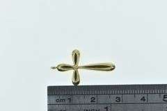 14K Yellow Gold Cross Curved Vintage Christian Faith Charm/Pendant