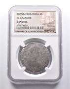 Genuine El Cazador Spanish Colonial 4 Reales NGC Shipwreck Certificate