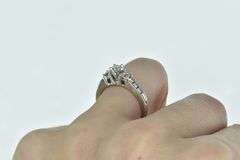 14K White Gold 0.50 Ctw Three Stone Diamond Engagement Ring