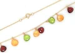 10kt Yellow gold multi gemstone dangle necklace
