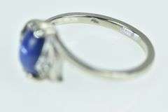 14K White Gold 1960's Syn. Sapphire Diamond Accent Ring